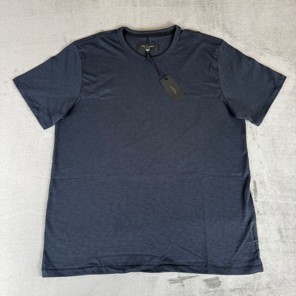 Rag & Bone Classic Lightweight Slub Jersey Tee T-Shirt Mens Medium Navy $98 NWT